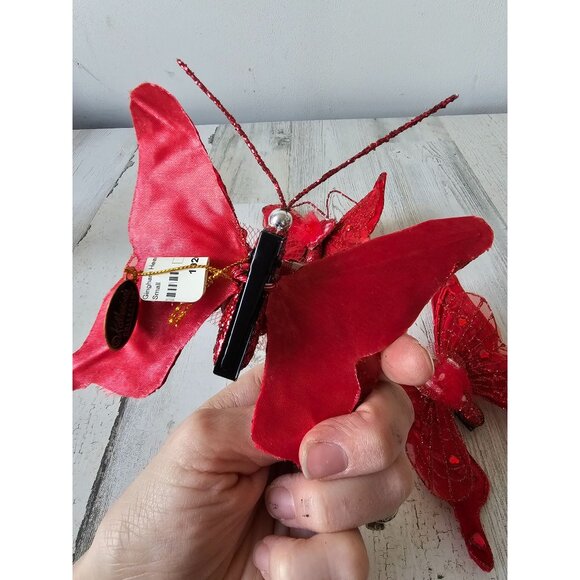 Katherine's collection gingham mini butterfly glitter clip ornament Valentine's - Picture 4 of 10